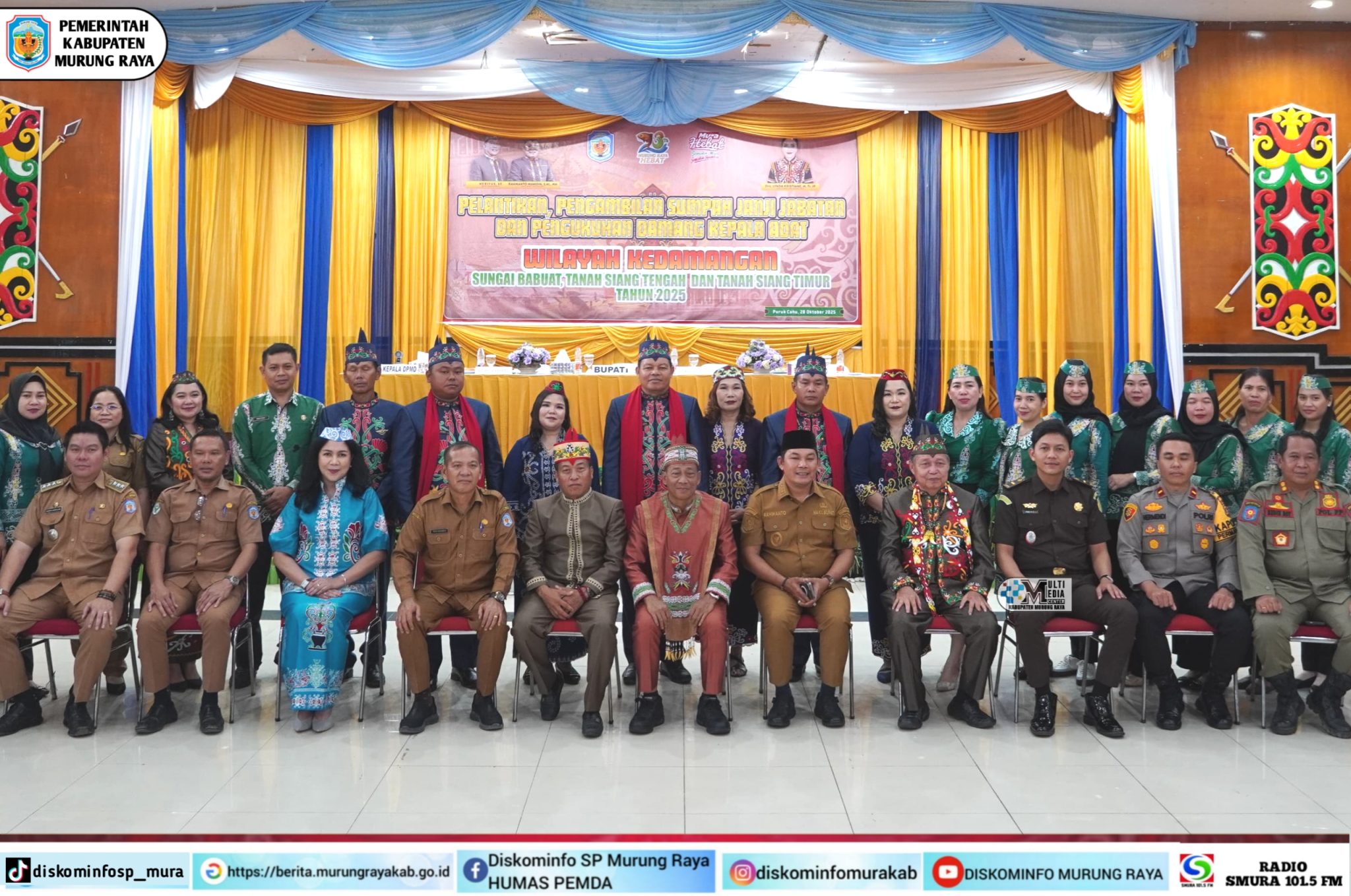 Bupati Mura Lantik Tiga Damang Kepala Adat di Tiga Wilayah Kedamangan