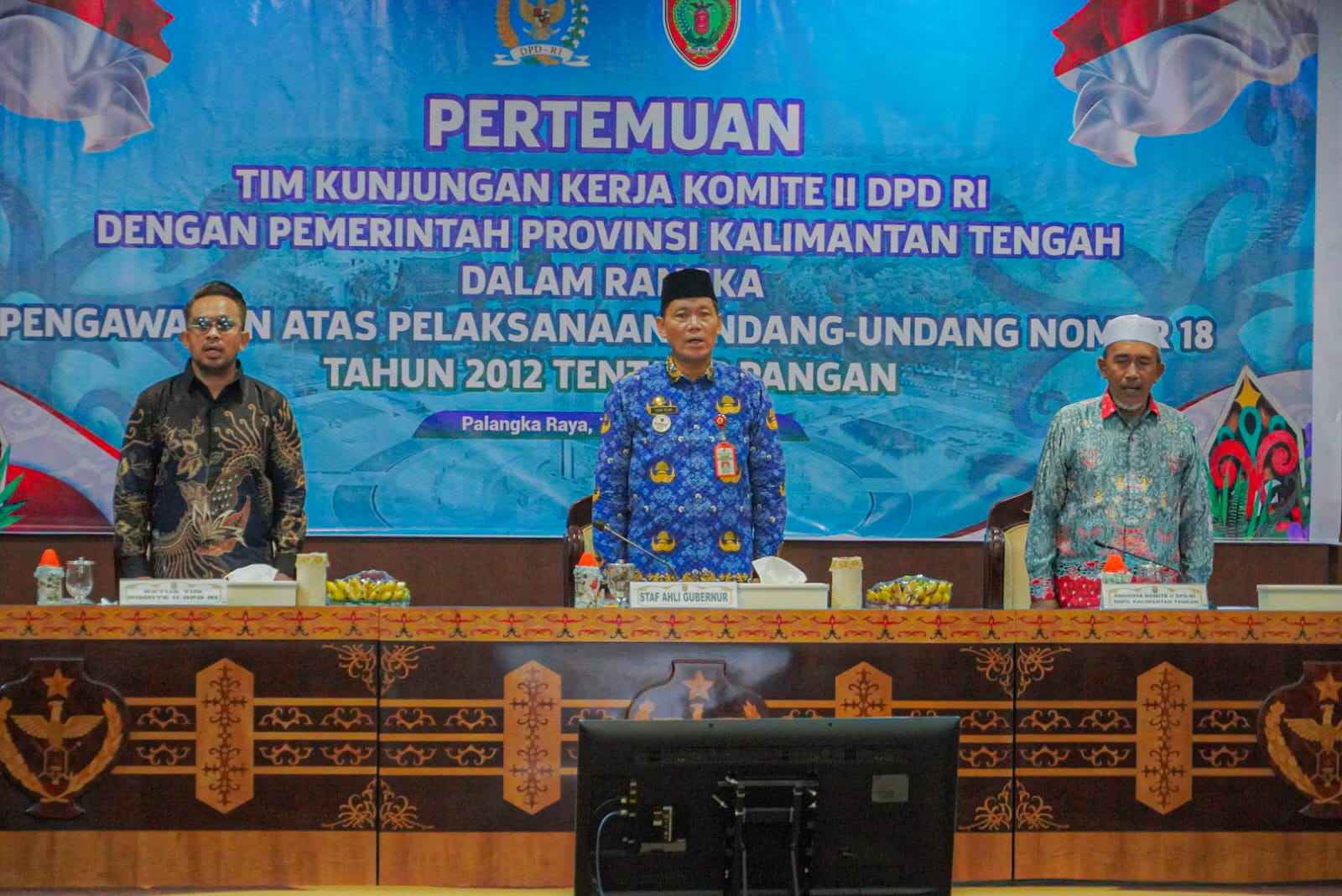 Pemprov Kalteng Bareng Komite II DPD RI Bahas Pengawasan UU Pangan, Dorong Ketahanan Pangan Nasional