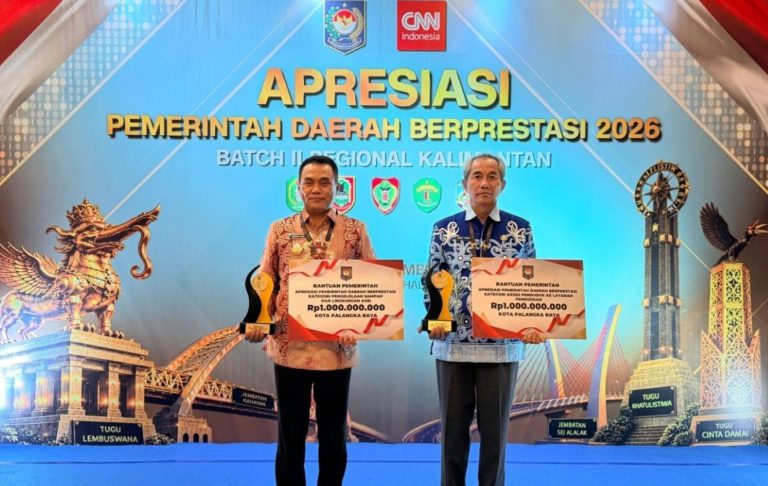 Pemko Palangka Raya Raih Dua Penghargaan Pemda Berprestasi Regional Kalimantan 2026
